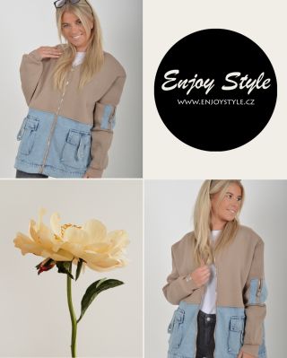 Když se spojí pohodlí s džínovým detailem 🤎 Lehká mikina, která se hodí ke všemu – od tenisek po kotníkové boty....